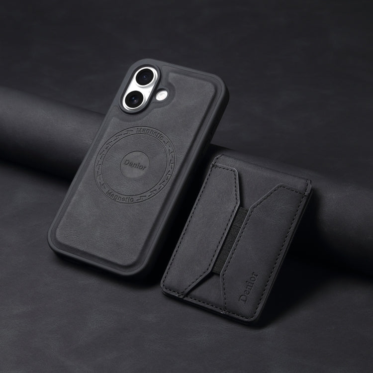 For iPhone 16 Denior D17 Skin Feel MagSafe Detachable Card Slot Phone Case(Black) - iPhone 16 Cases by Denior | Online Shopping South Africa | PMC TechLife | Buy Now Pay Later Mobicred