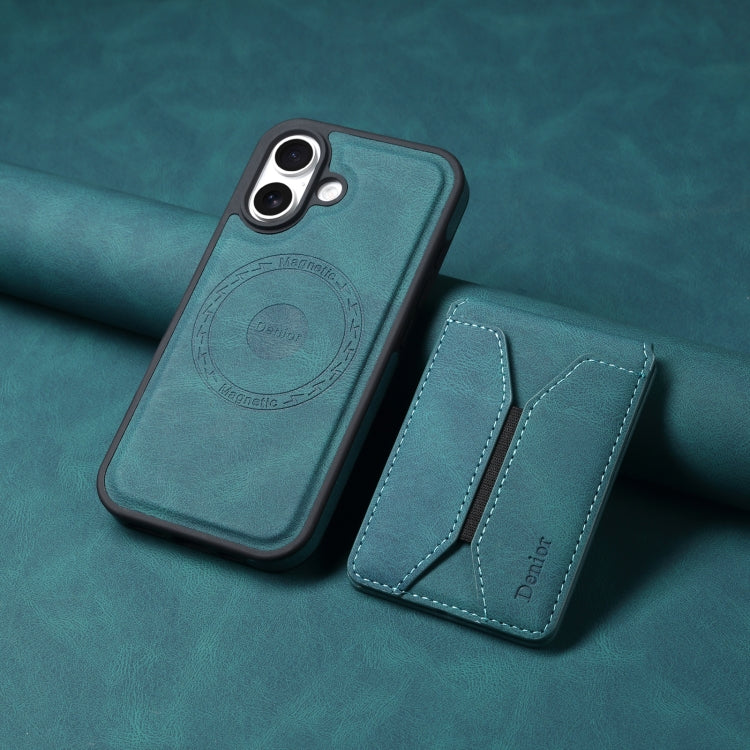 For iPhone 16 Plus Denior D17 Skin Feel MagSafe Detachable Card Slot Phone Case(Blue) - iPhone 16 Plus Cases by Denior | Online Shopping South Africa | PMC TechLife | Buy Now Pay Later Mobicred
