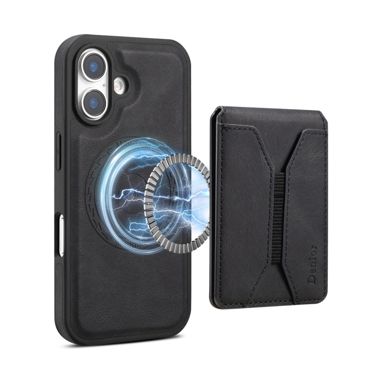 For iPhone 16 Plus Denior D17 Skin Feel MagSafe Detachable Card Slot Phone Case(Black) - iPhone 16 Plus Cases by Denior | Online Shopping South Africa | PMC TechLife | Buy Now Pay Later Mobicred