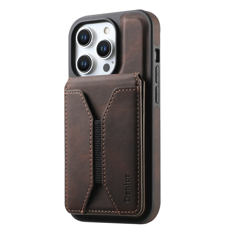 For iPhone 16 Pro Denior D17 Skin Feel MagSafe Detachable Card Slot Phone Case(Brown) - iPhone 16 Pro Cases by Denior | Online Shopping South Africa | PMC TechLife | Buy Now Pay Later Mobicred