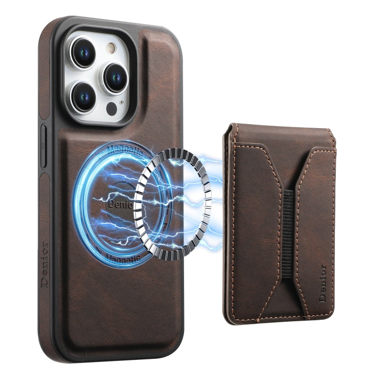 For iPhone 16 Pro Max Denior D17 Skin Feel MagSafe Detachable Card Slot Phone Case(Brown) - iPhone 16 Pro Max Cases by Denior | Online Shopping South Africa | PMC TechLife | Buy Now Pay Later Mobicred