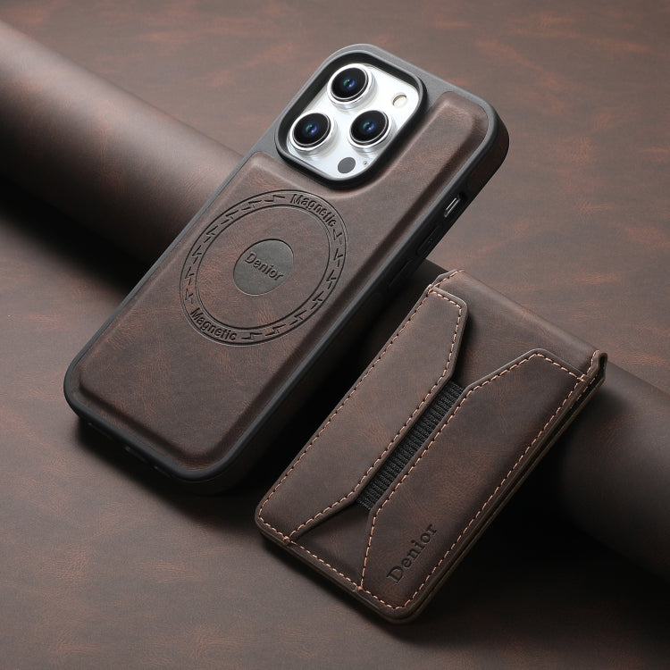 For iPhone 16 Pro Max Denior D17 Skin Feel MagSafe Detachable Card Slot Phone Case(Brown) - iPhone 16 Pro Max Cases by Denior | Online Shopping South Africa | PMC TechLife | Buy Now Pay Later Mobicred