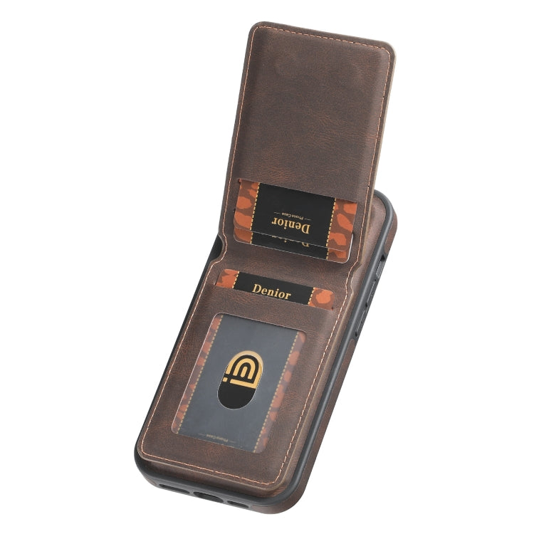 For iPhone 16 Pro Max Denior D17 Skin Feel MagSafe Detachable Card Slot Phone Case(Brown) - iPhone 16 Pro Max Cases by Denior | Online Shopping South Africa | PMC TechLife | Buy Now Pay Later Mobicred