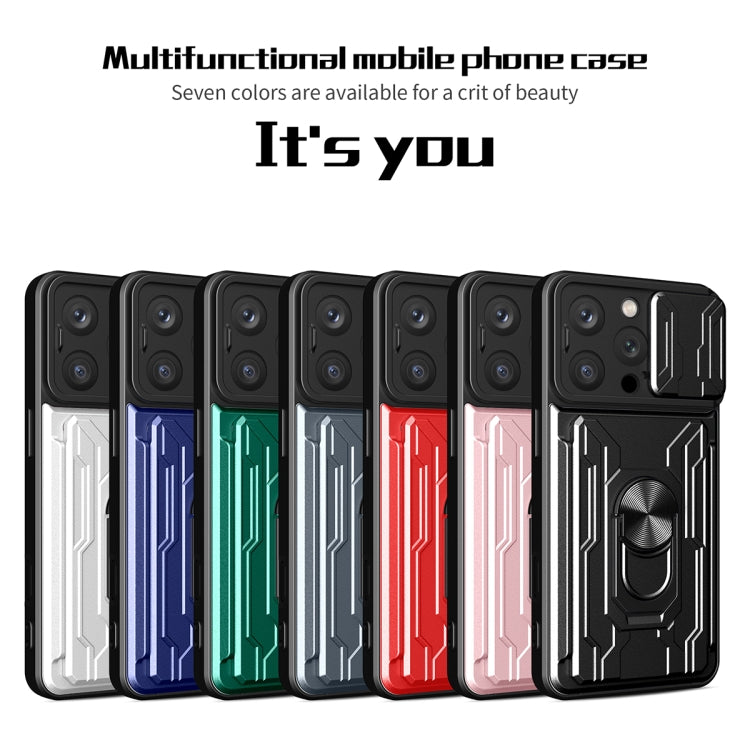 For iPhone 16 Pro Sliding Camshield TPU+PC Phone Case with Card Slot(White) - free shipping - PMC TechLife - Order now!