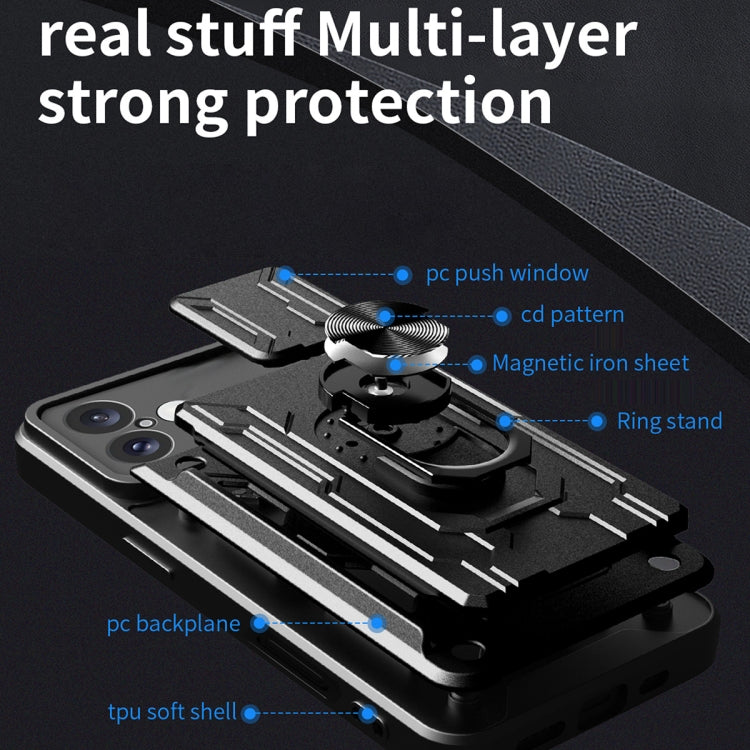 For iPhone 16 Sliding Camshield TPU+PC Phone Case with Card Slot(Rose Gold) - iPhone 16 Cases by PMC TechLife | Online Shopping South Africa | PMC TechLife | Buy Now Pay Later Mobicred