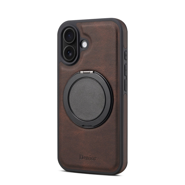 For iPhone 16 Denior A14 Skin Feel Rotating Holder MagSafe Phone Case(Brown) - iPhone 16 Cases by Denior | Online Shopping South Africa | PMC TechLife | Buy Now Pay Later Mobicred