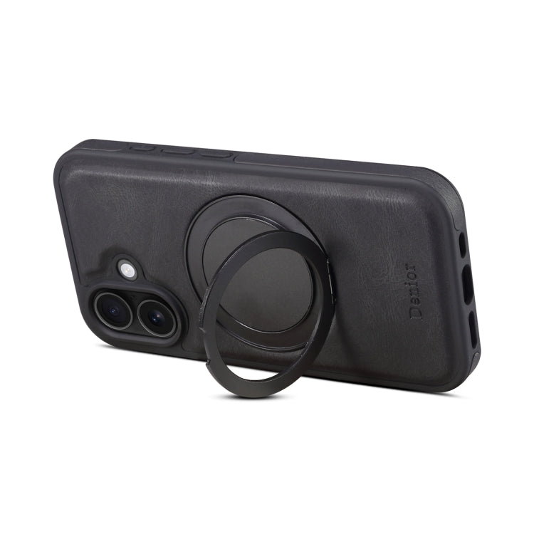 For iPhone 16 Denior A14 Skin Feel Rotating Holder MagSafe Phone Case(Black) - iPhone 16 Cases by Denior | Online Shopping South Africa | PMC TechLife | Buy Now Pay Later Mobicred