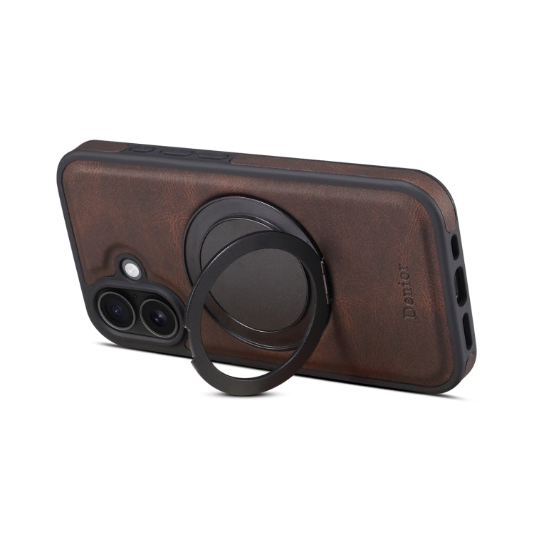 For iPhone 16 Plus Denior A14 Skin Feel Rotating Holder MagSafe Phone Case(Brown) - free shipping - PMC TechLife - Order now!