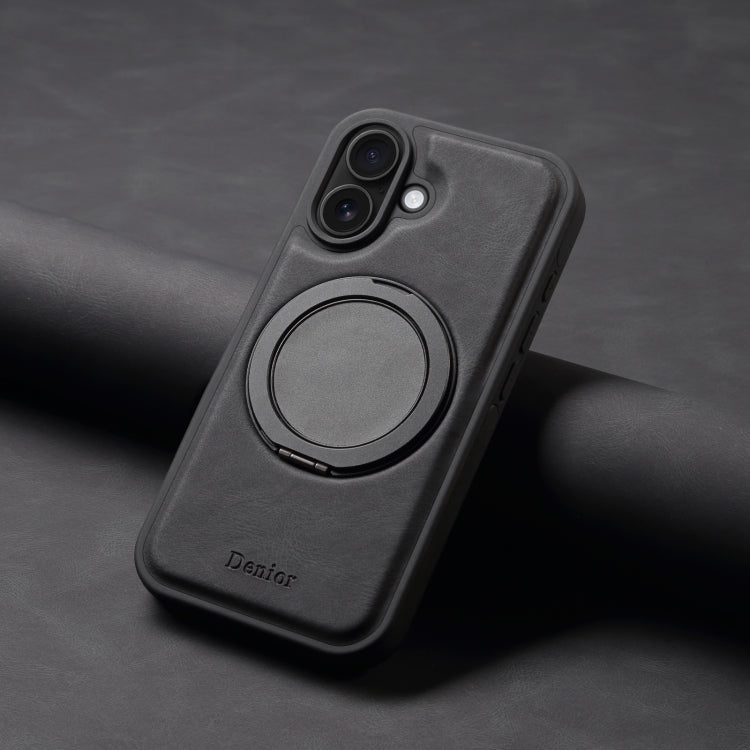 For iPhone 16 Plus Denior A14 Skin Feel Rotating Holder MagSafe Phone Case(Black) - free shipping - PMC TechLife - Order now!