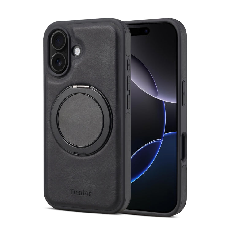 For iPhone 16 Plus Denior A14 Skin Feel Rotating Holder MagSafe Phone Case(Black) - free shipping - PMC TechLife - Order now!