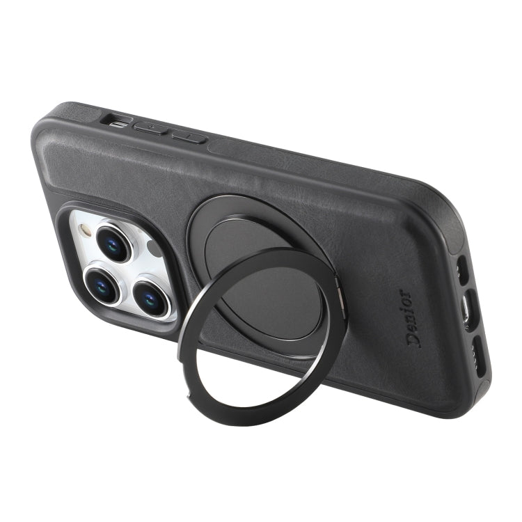 For iPhone 16 Pro Max Denior A14 Skin Feel Rotating Holder MagSafe Phone Case(Black) - iPhone 16 Pro Max Cases by Denior | Online Shopping South Africa | PMC TechLife | Buy Now Pay Later Mobicred