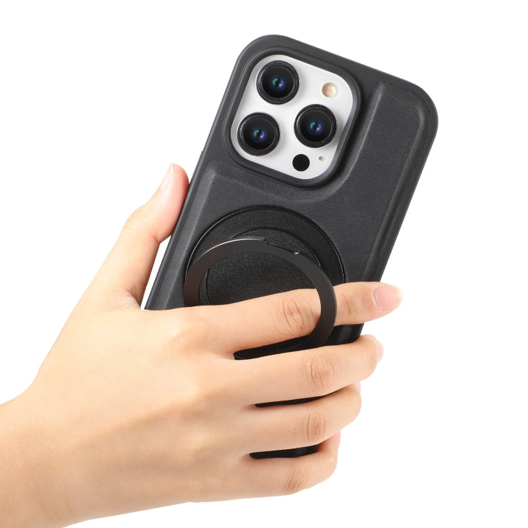 For iPhone 16 Pro Max Denior A14 Skin Feel Rotating Holder MagSafe Phone Case(Black) - iPhone 16 Pro Max Cases by Denior | Online Shopping South Africa | PMC TechLife | Buy Now Pay Later Mobicred