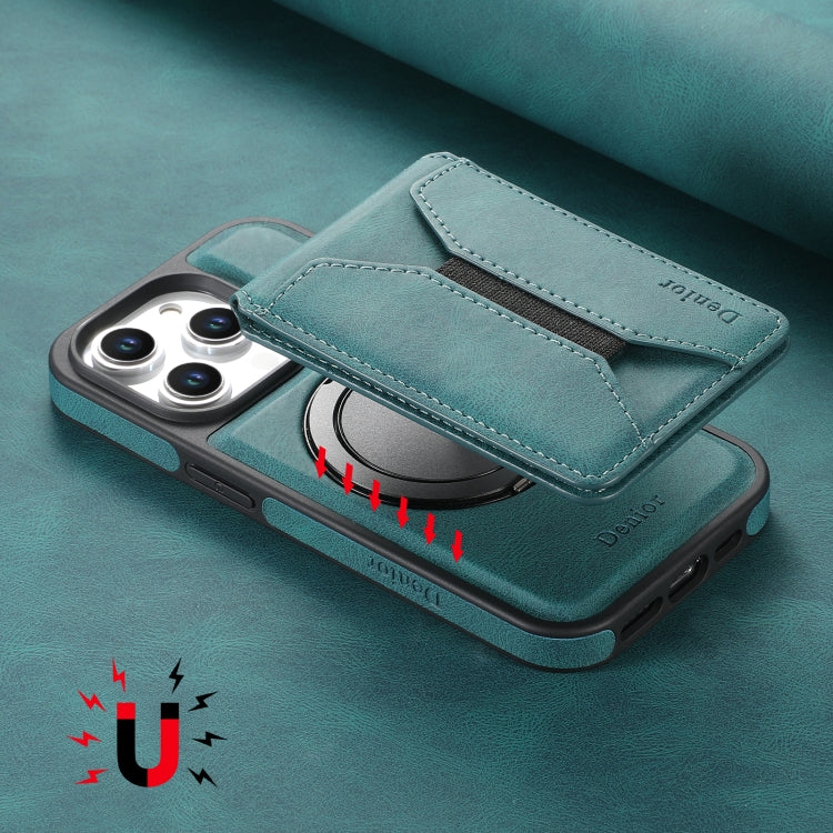For iPhone 16 Pro Denior D18 Skin Feel Rotating Holder MagSafe Detachable Card Slot Phone Case(Blue) - free shipping - PMC TechLife - Order now!