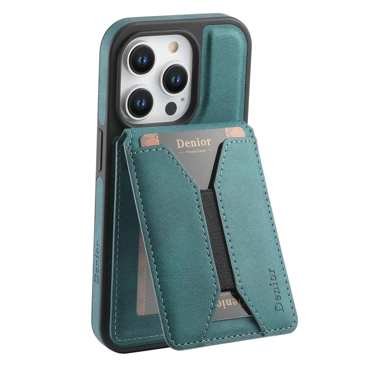 For iPhone 16 Pro Max Denior D18 Skin Feel Rotating Holder MagSafe Detachable Card Slot Phone Case(Blue) - iPhone 16 Pro Max Cases by Denior | Online Shopping South Africa | PMC TechLife | Buy Now Pay Later Mobicred