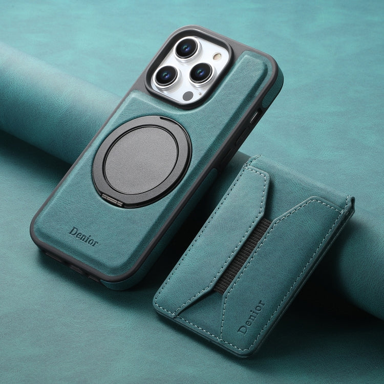 For iPhone 16 Pro Max Denior D18 Skin Feel Rotating Holder MagSafe Detachable Card Slot Phone Case(Blue) - iPhone 16 Pro Max Cases by Denior | Online Shopping South Africa | PMC TechLife | Buy Now Pay Later Mobicred