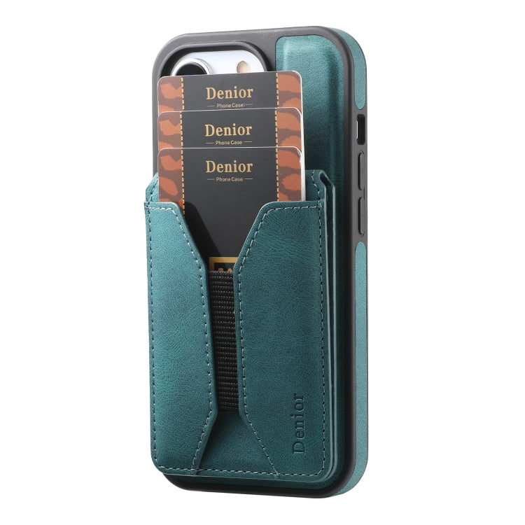 For iPhone 16 Pro Max Denior D18 Skin Feel Rotating Holder MagSafe Detachable Card Slot Phone Case(Blue) - iPhone 16 Pro Max Cases by Denior | Online Shopping South Africa | PMC TechLife | Buy Now Pay Later Mobicred