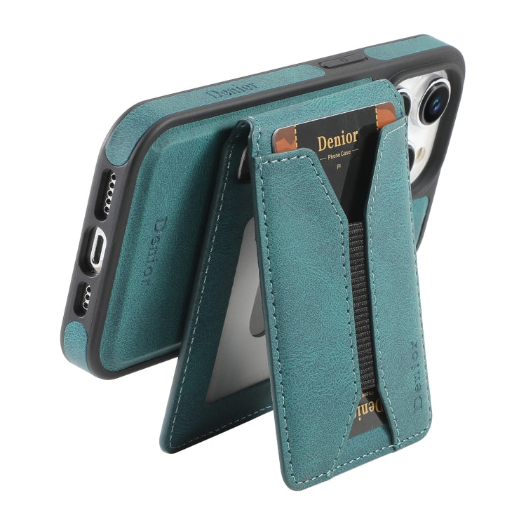 For iPhone 16 Pro Max Denior D18 Skin Feel Rotating Holder MagSafe Detachable Card Slot Phone Case(Blue) - iPhone 16 Pro Max Cases by Denior | Online Shopping South Africa | PMC TechLife | Buy Now Pay Later Mobicred