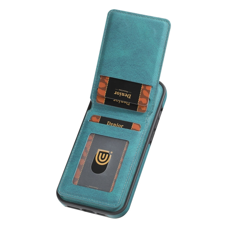 For iPhone 16 Pro Max Denior D18 Skin Feel Rotating Holder MagSafe Detachable Card Slot Phone Case(Blue) - iPhone 16 Pro Max Cases by Denior | Online Shopping South Africa | PMC TechLife | Buy Now Pay Later Mobicred