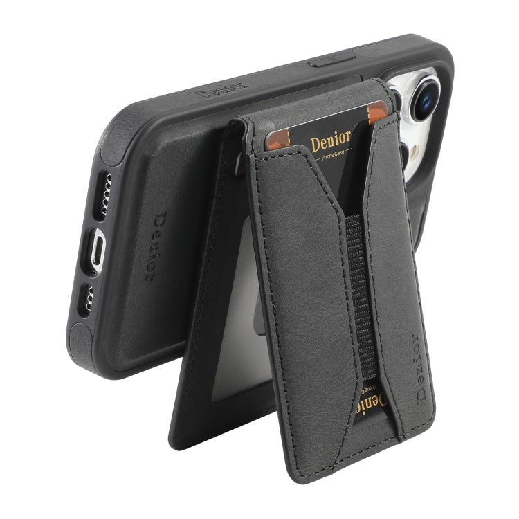 For iPhone 16 Pro Max Denior D18 Skin Feel Rotating Holder MagSafe Detachable Card Slot Phone Case(Black) - iPhone 16 Pro Max Cases by Denior | Online Shopping South Africa | PMC TechLife | Buy Now Pay Later Mobicred