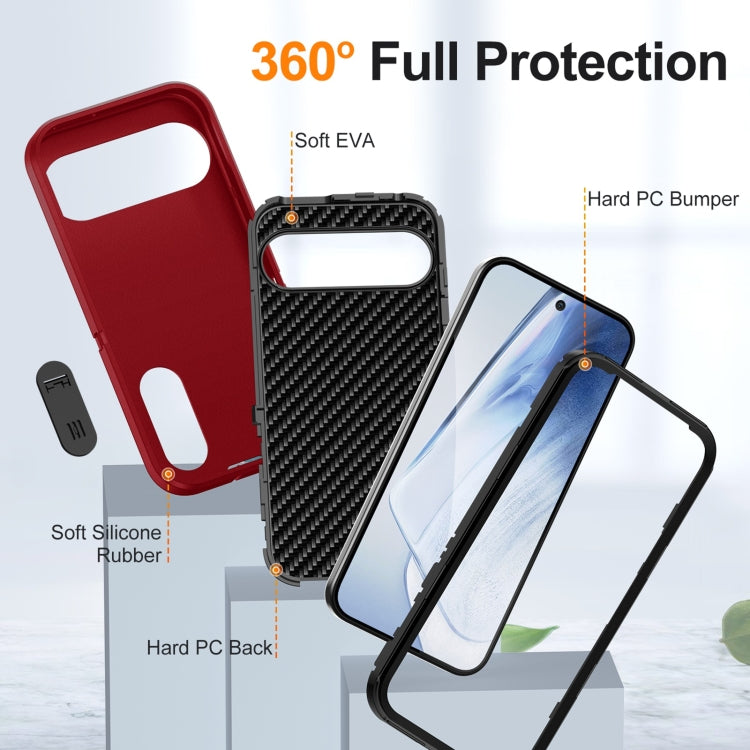 For Google Pixel 9 Pro Rugged PC + Silicone Phone Case with Holder(Red+Black) - Google Cases by PMC TechLife | Online Shopping South Africa | PMC TechLife | Buy Now Pay Later Mobicred
