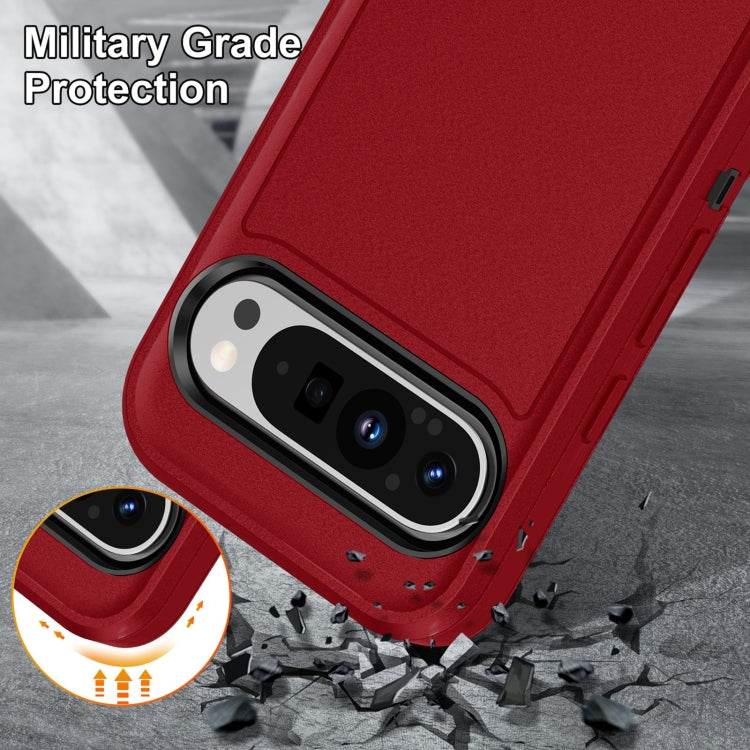 For Google Pixel 9 Pro Rugged PC + Silicone Phone Case with Holder(Red+Black) - Google Cases by PMC TechLife | Online Shopping South Africa | PMC TechLife | Buy Now Pay Later Mobicred