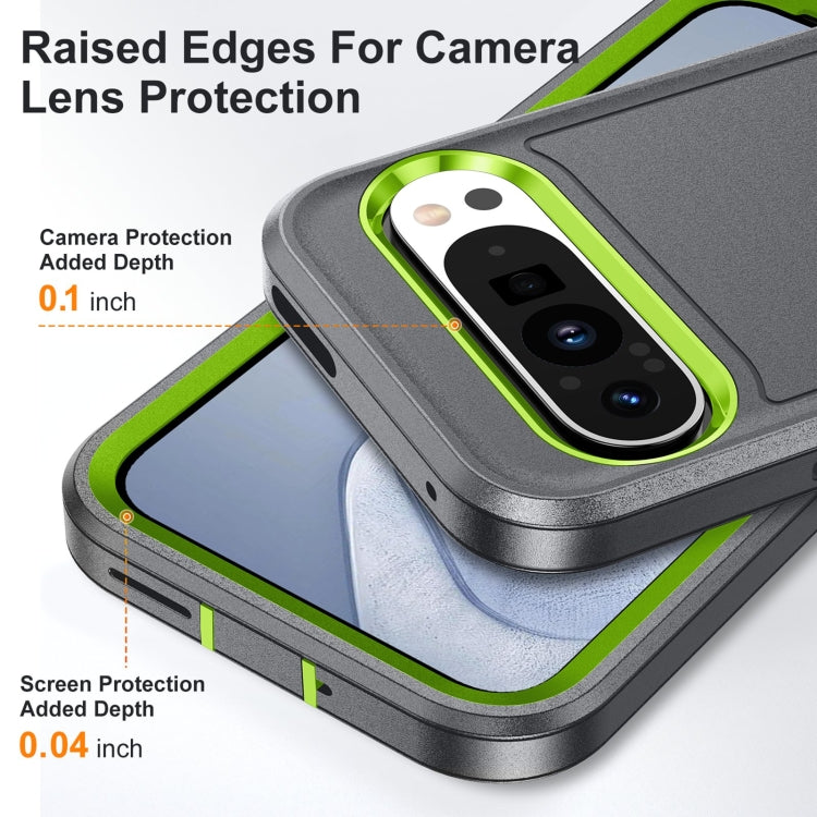 For Google Pixel 9 Rugged PC + Silicone Phone Case with Holder(Grey+Fresh Green) - free shipping - PMC TechLife - Order now!