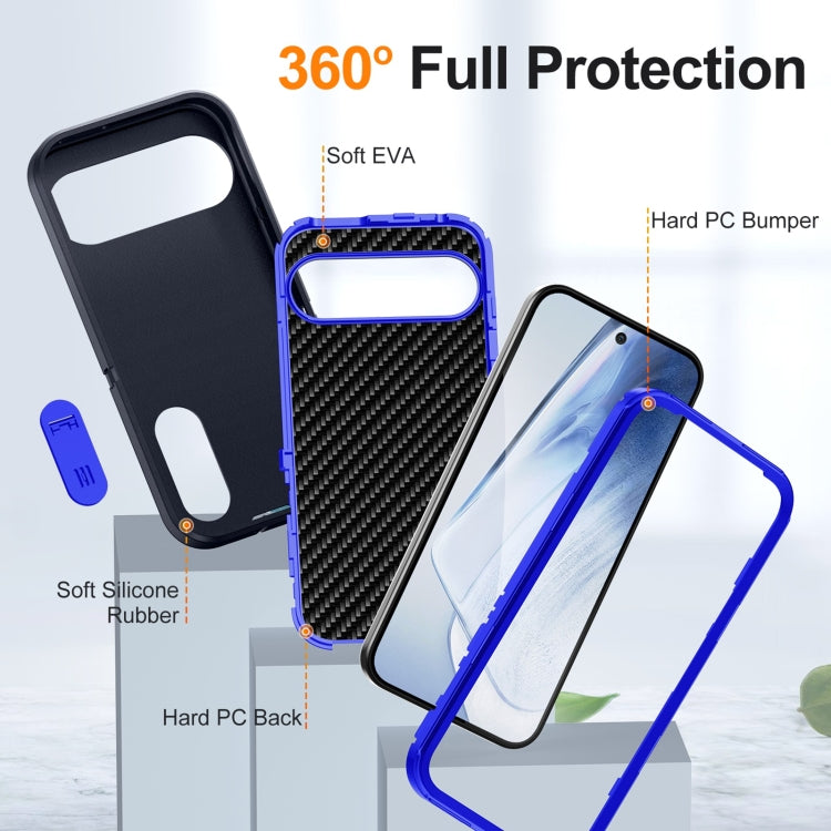 For Google Pixel 9 Rugged PC + Silicone Phone Case with Holder(Dark Blue+Royal Blue) - Google Cases by PMC TechLife | Online Shopping South Africa | PMC TechLife | Buy Now Pay Later Mobicred
