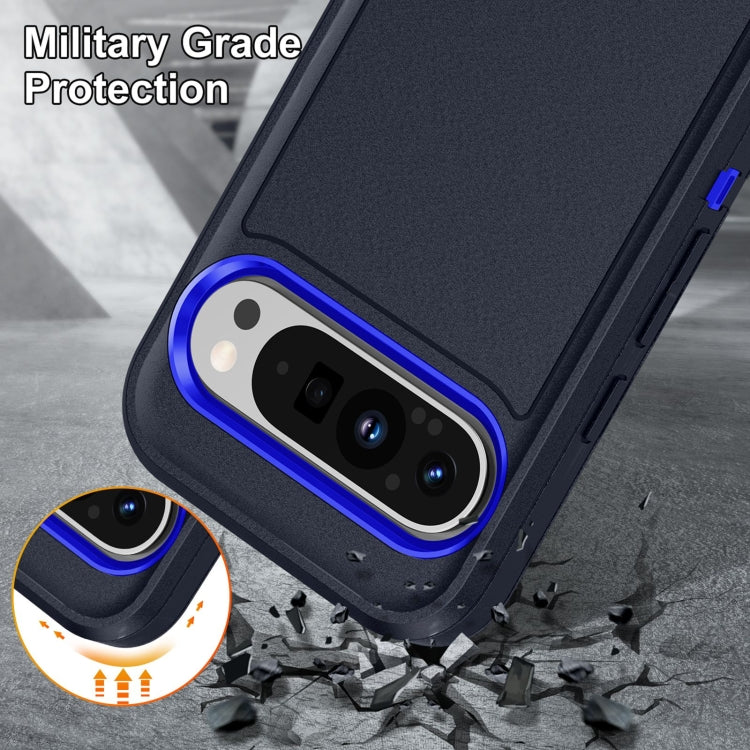 For Google Pixel 9 Rugged PC + Silicone Phone Case with Holder(Dark Blue+Royal Blue) - Google Cases by PMC TechLife | Online Shopping South Africa | PMC TechLife | Buy Now Pay Later Mobicred