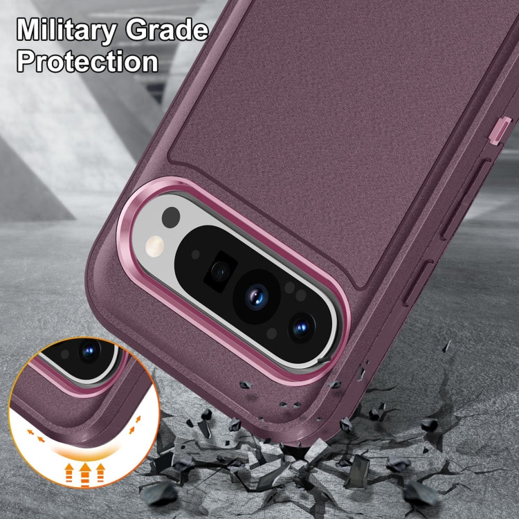 For Google Pixel 9 Rugged PC + Silicone Phone Case with Holder(Purple+Pink) - free shipping - PMC TechLife - Order now!
