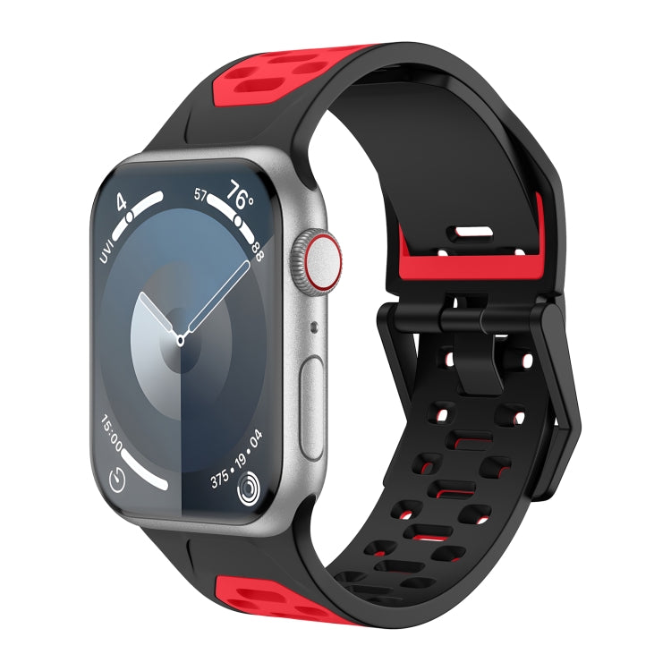 For Apple Watch SE 2023 44mm Meteorite Two-color Silicone Watch Band(Black Red) - free shipping - PMc TechLife - Order now!