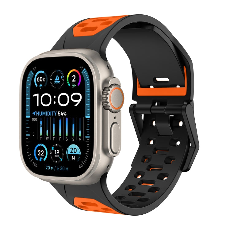 For Apple Watch Ultra 49mm Meteorite Two-color Silicone Watch Band(Black Orange) - free shipping - PMc TechLife - Order now!