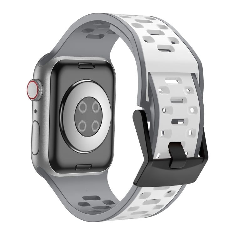 For Apple Watch Series 8 45mm Meteorite Two-color Silicone Watch Band(Grey White) - free shipping - PMc TechLife - Order now!