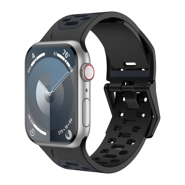 For Apple Watch SE 2022 44mm Meteorite Two-color Silicone Watch Band(Black Grey) - free shipping - PMc TechLife - Order now!