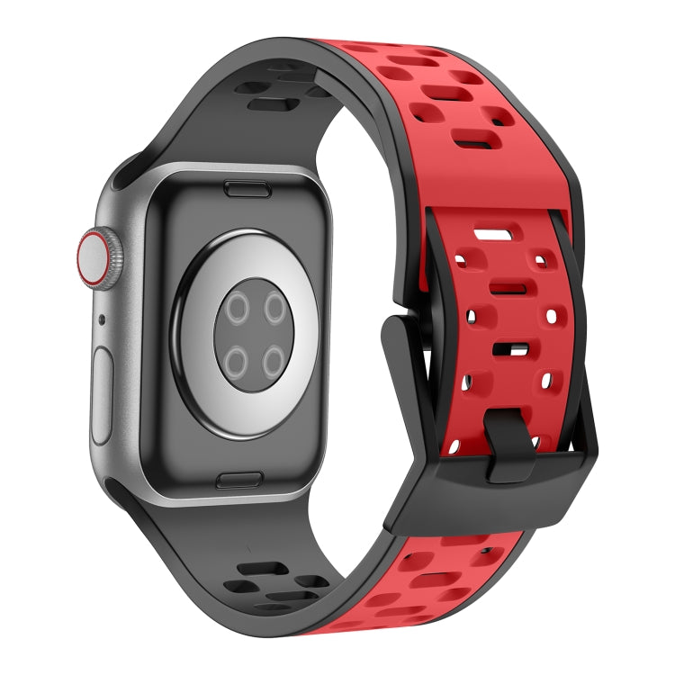For Apple Watch SE 2022 44mm Meteorite Two-color Silicone Watch Band(Black Red) - free shipping - PMc TechLife - Order now!