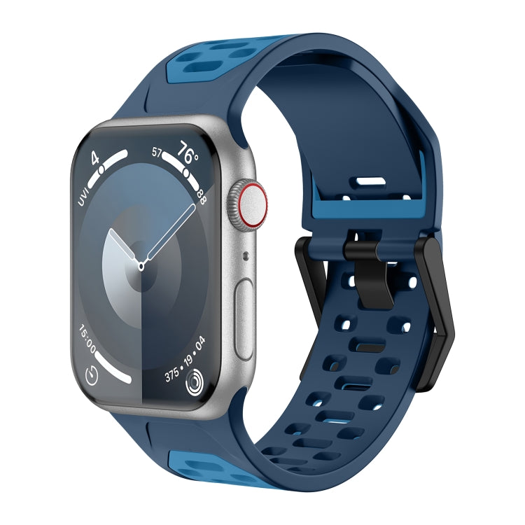 For Apple Watch SE 2022 44mm Meteorite Two-color Silicone Watch Band(Navy Blue) - free shipping - PMc TechLife - Order now!