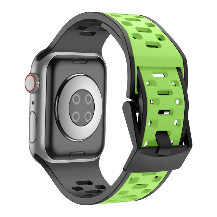 For Apple Watch Series 7 45mm Meteorite Two-color Silicone Watch Band(Black Green) - free shipping - PMc TechLife - Order now!