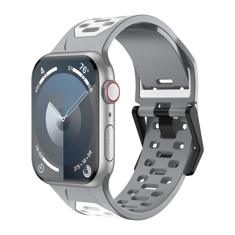 For Apple Watch Series 7 45mm Meteorite Two-color Silicone Watch Band(Grey White) - free shipping - PMc TechLife - Order now!