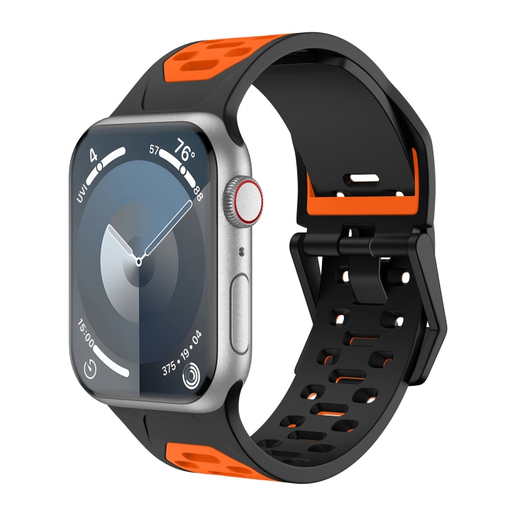 For Apple Watch Series 5 44mm Meteorite Two-color Silicone Watch Band(Black Orange) - free shipping - PMc TechLife - Order now!