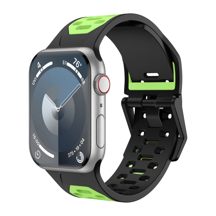 For Apple Watch Series 4 44mm Meteorite Two-color Silicone Watch Band(Black Green) - free shipping - PMc TechLife - Order now!