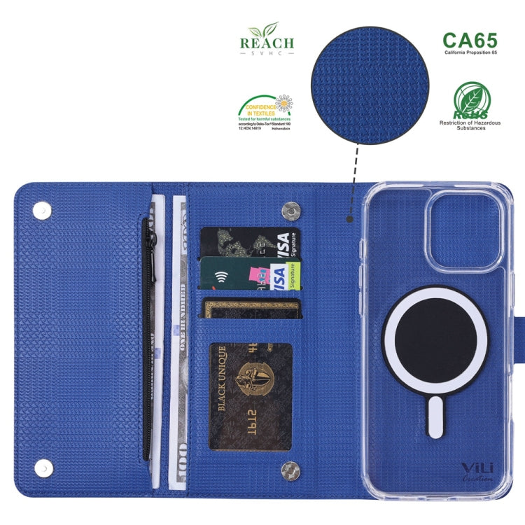 For Samsung Galaxy S24 Ultra 5G ViLi GHB-C Series RFID MagSafe Magnetic Flip Leather Phone Case(Blue) - free shipping - PMC Jewellery - Order now!