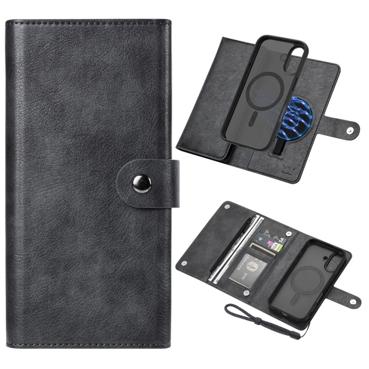 For iPhone 16 ViLi GVS Series MagSafe Magnetic RFID Leather Phone Case(Black) - iPhone 16 Cases by ViLi | Online Shopping South Africa | PMC TechLife | Buy Now Pay Later Mobicred