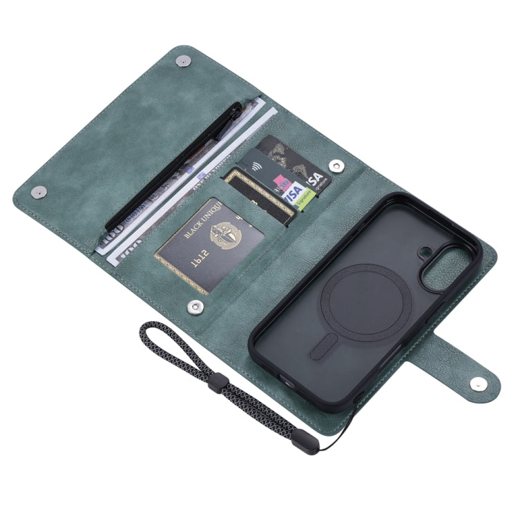 For iPhone 16 ViLi GVS Series MagSafe Magnetic RFID Leather Phone Case(Green) - iPhone 16 Cases by ViLi | Online Shopping South Africa | PMC TechLife | Buy Now Pay Later Mobicred