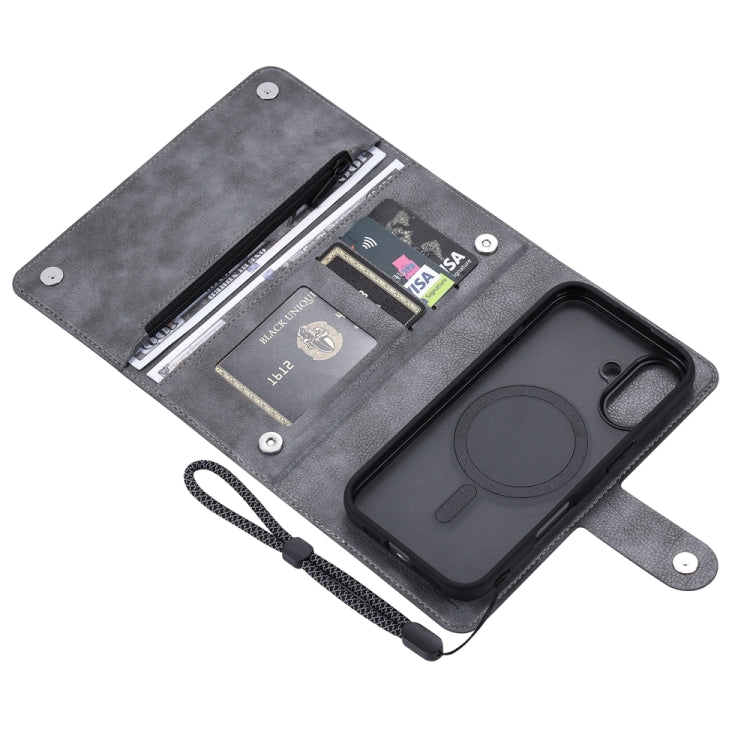 For iPhone 16 Plus ViLi GVS Series MagSafe Magnetic RFID Leather Phone Case(Grey) - iPhone 16 Plus Cases by ViLi | Online Shopping South Africa | PMC TechLife | Buy Now Pay Later Mobicred