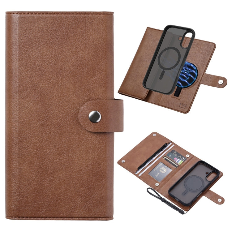 For iPhone 16 Plus ViLi GVS Series MagSafe Magnetic RFID Leather Phone Case(Brown) - iPhone 16 Plus Cases by ViLi | Online Shopping South Africa | PMC TechLife | Buy Now Pay Later Mobicred