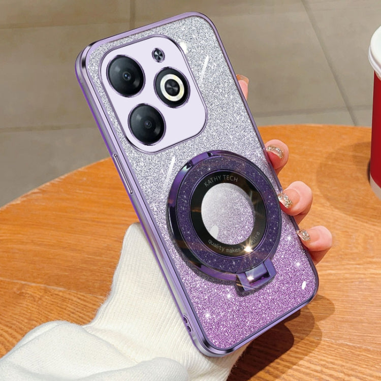 For Tecno Spark Go 2024 Plated Gradient Glitter Round Holder TPU Phone Case(Purple) - Tecno Cases by PMC Jewellery | Online Shopping South Africa | PMC Jewellery | Buy Now Pay Later Mobicred