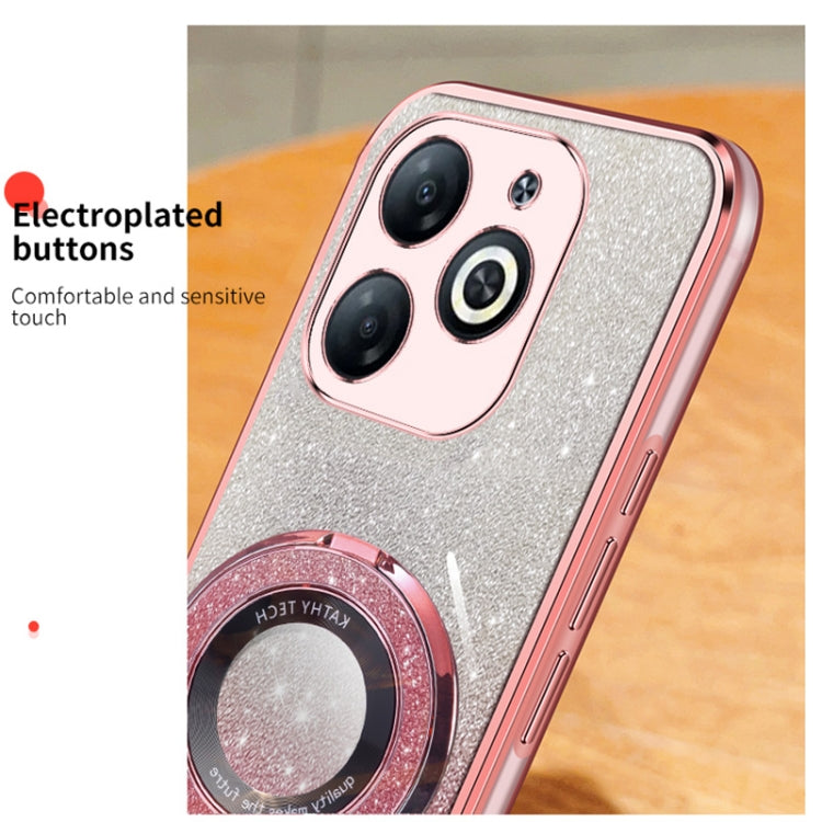 For Tecno Spark Go 2024 Plated Gradient Glitter Round Holder TPU Phone Case(Black) - Tecno Cases by PMC Jewellery | Online Shopping South Africa | PMC Jewellery | Buy Now Pay Later Mobicred