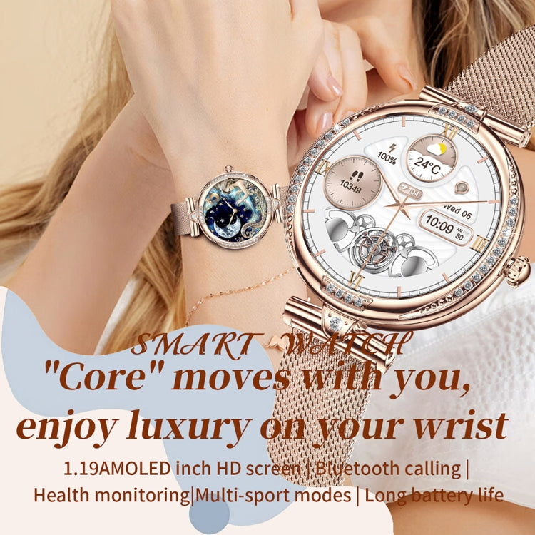 NX17 Pro 1.19 inch AMOLED Screen Steel Strap Smart Watch, Support Health Monitoring / Bluetooth Call(Gold) - Smart Watches by PMC TechLife | Online Shopping South Africa | PMC TechLife | Buy Now Pay Later Mobicred