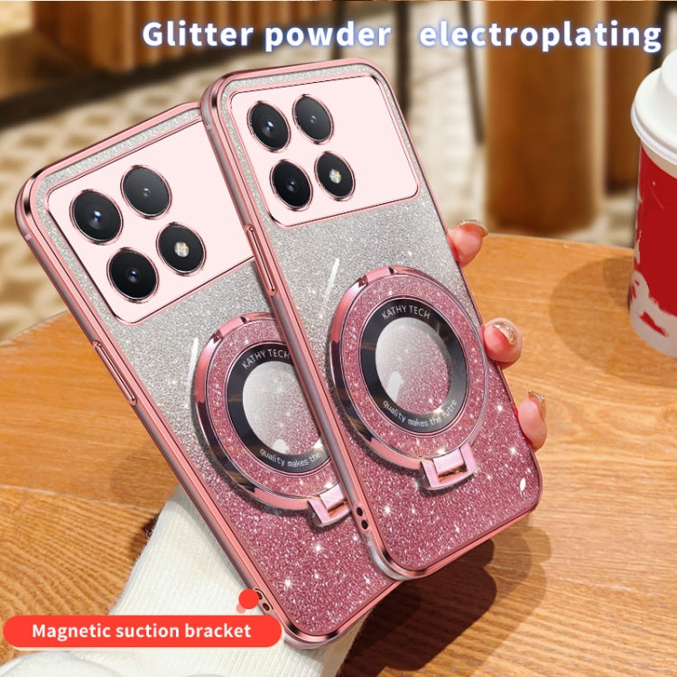 For Redmi K70 / K70 Pro Plated Gradient Glitter Round Holder TPU Phone Case(Black) - Xiaomi Cases by PMC Jewellery | Online Shopping South Africa | PMC Jewellery | Buy Now Pay Later Mobicred