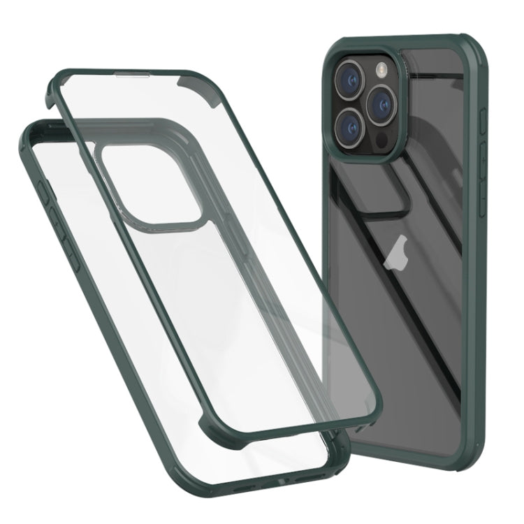 For iPhone 16 Pro Max Double-sided Plastic Glass Phone Protective Case(Dark Green) - iPhone 16 Pro Max Cases by PMC TechLife | Online Shopping South Africa | PMC TechLife | Buy Now Pay Later Mobicred