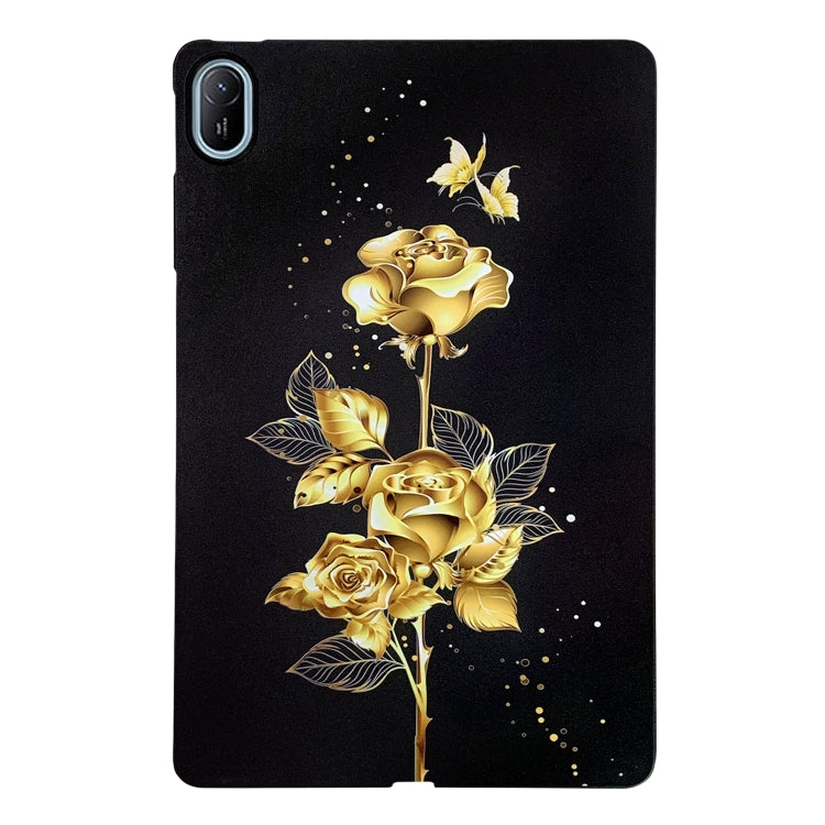 For Huawei MatePad SE 11 2024 Color Painting Pattern Smart Tablet TPU Case(Golden Rose) - Huawei by PMC Jewellery | Online Shopping South Africa | PMC Jewellery | Buy Now Pay Later Mobicred